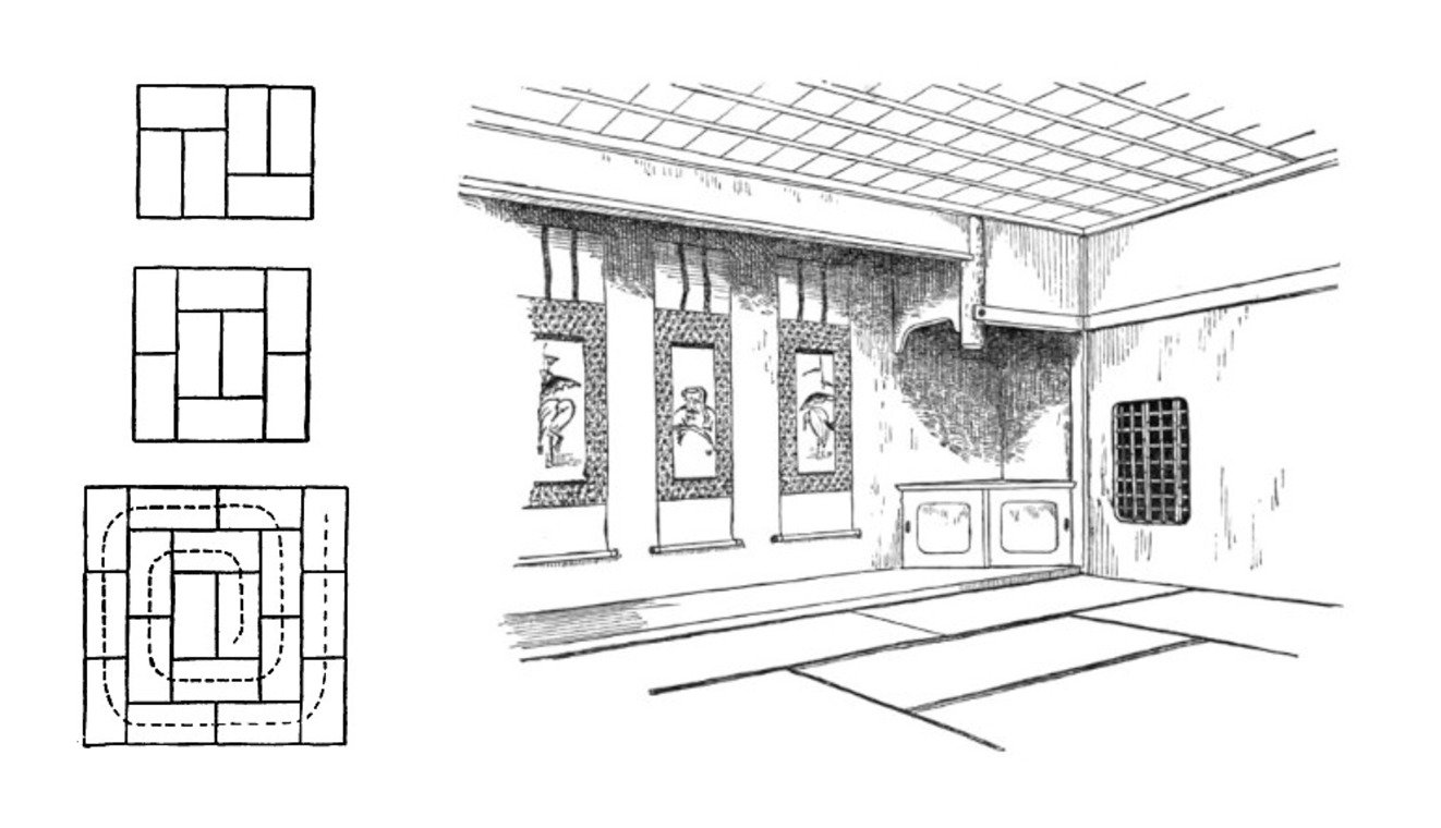 Dibujos de 1885 de habitaciones japonesas moduladas con tatamis