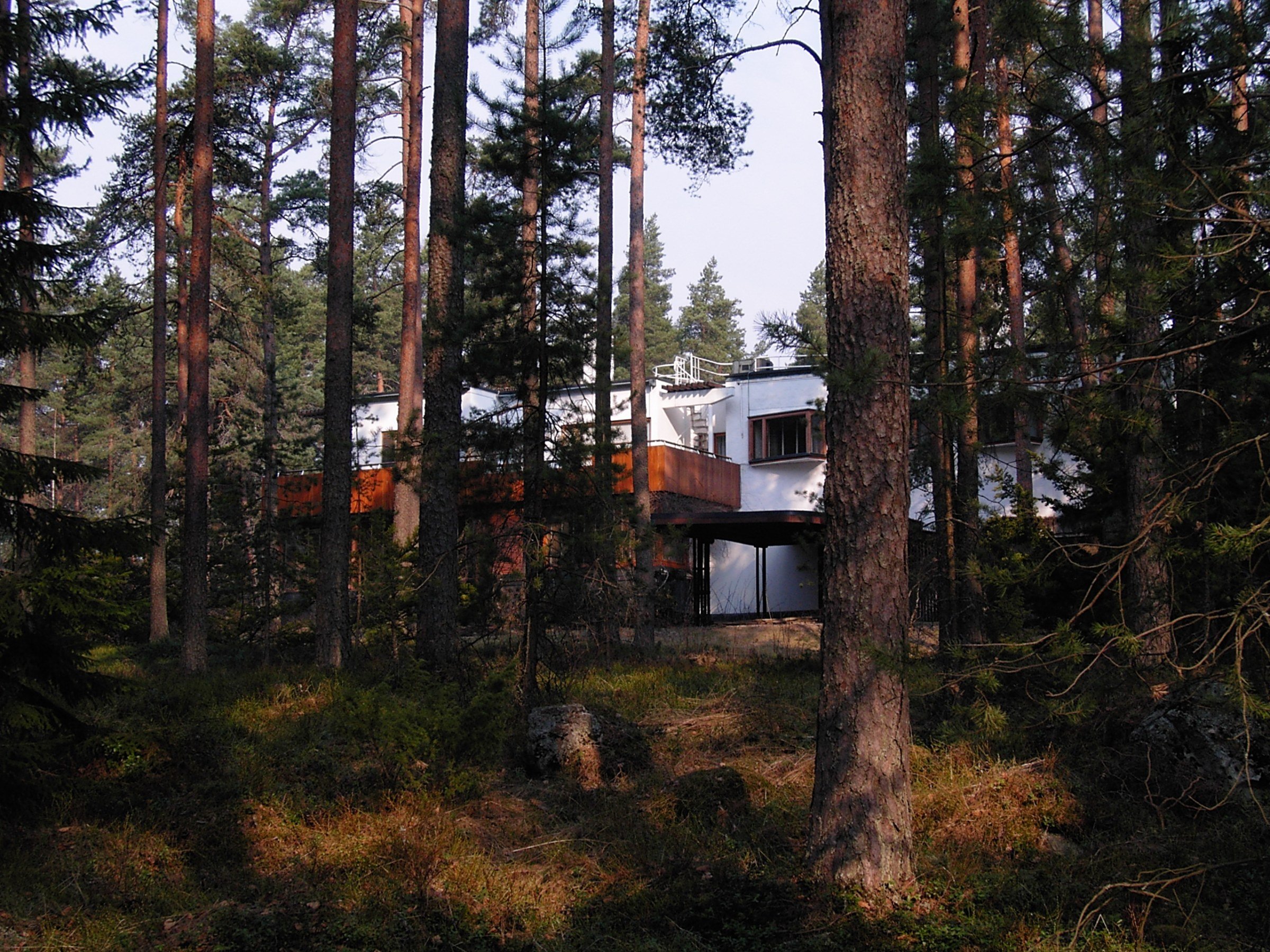 Villa Mairea vista entre los árboles del bosque
