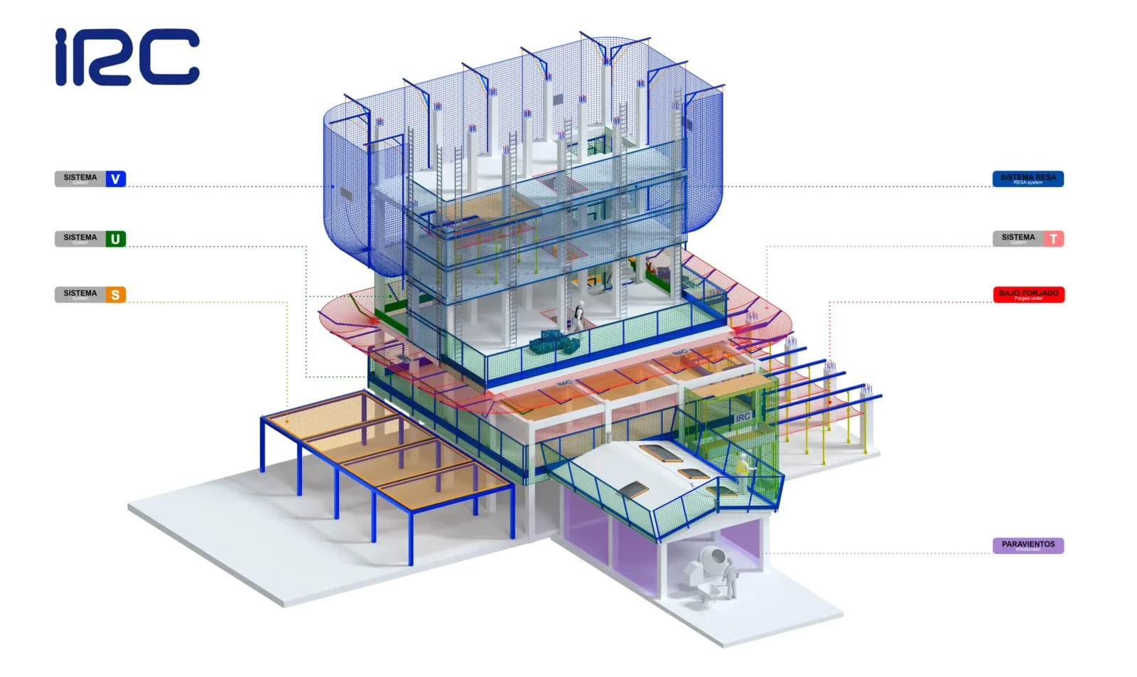 Axonometría de instalaciones y estructura