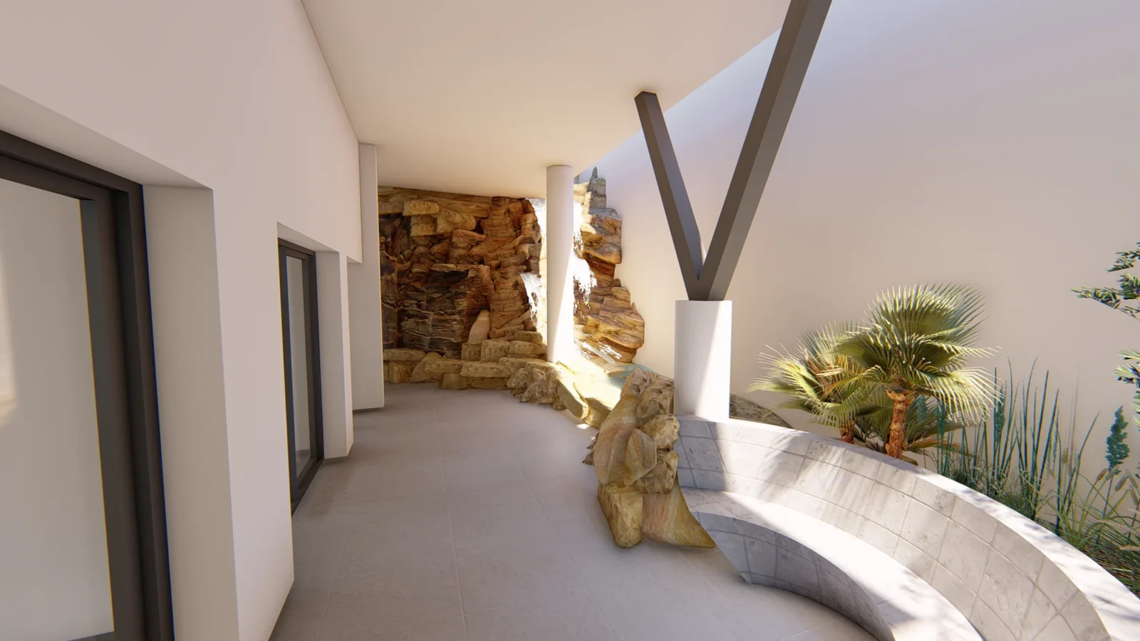 Imagen de proyecto: porche junto al muro de piedra