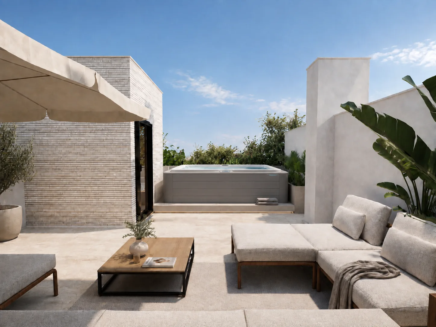 Terraza en cubierta con zona de estar