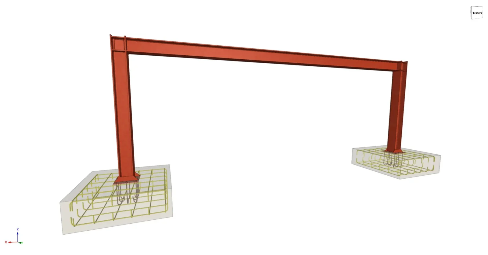 Modelo 3D del cálculo de la estructura metálica