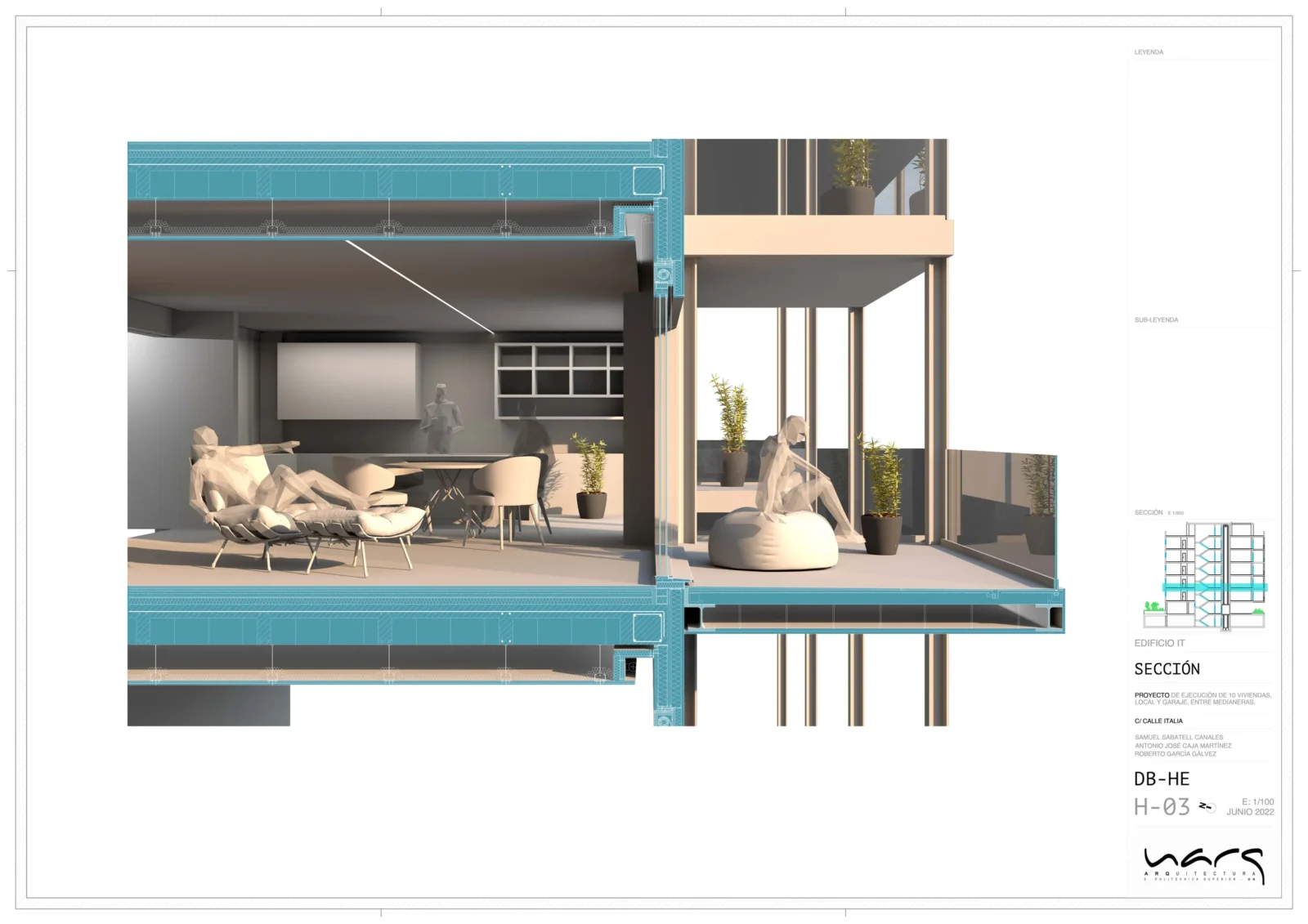 Sección interior de un proyecto