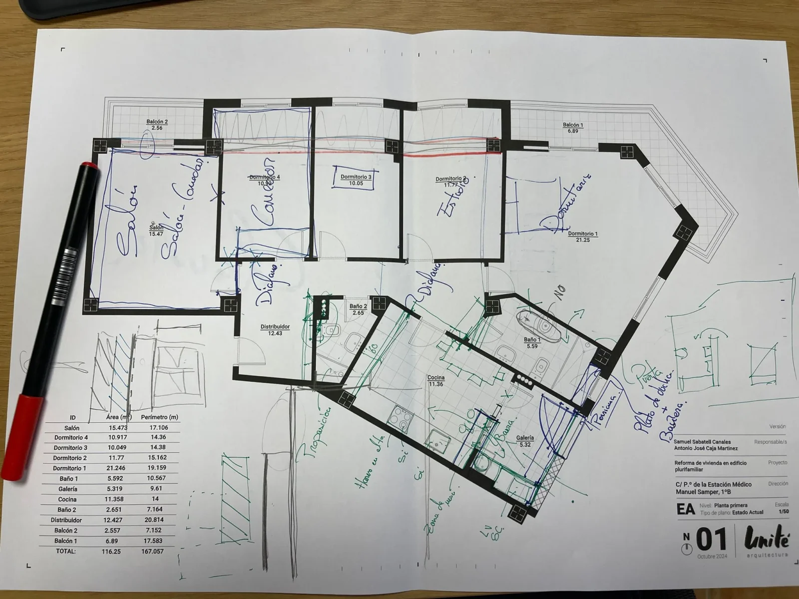 Croquis de distribución tomado a mano