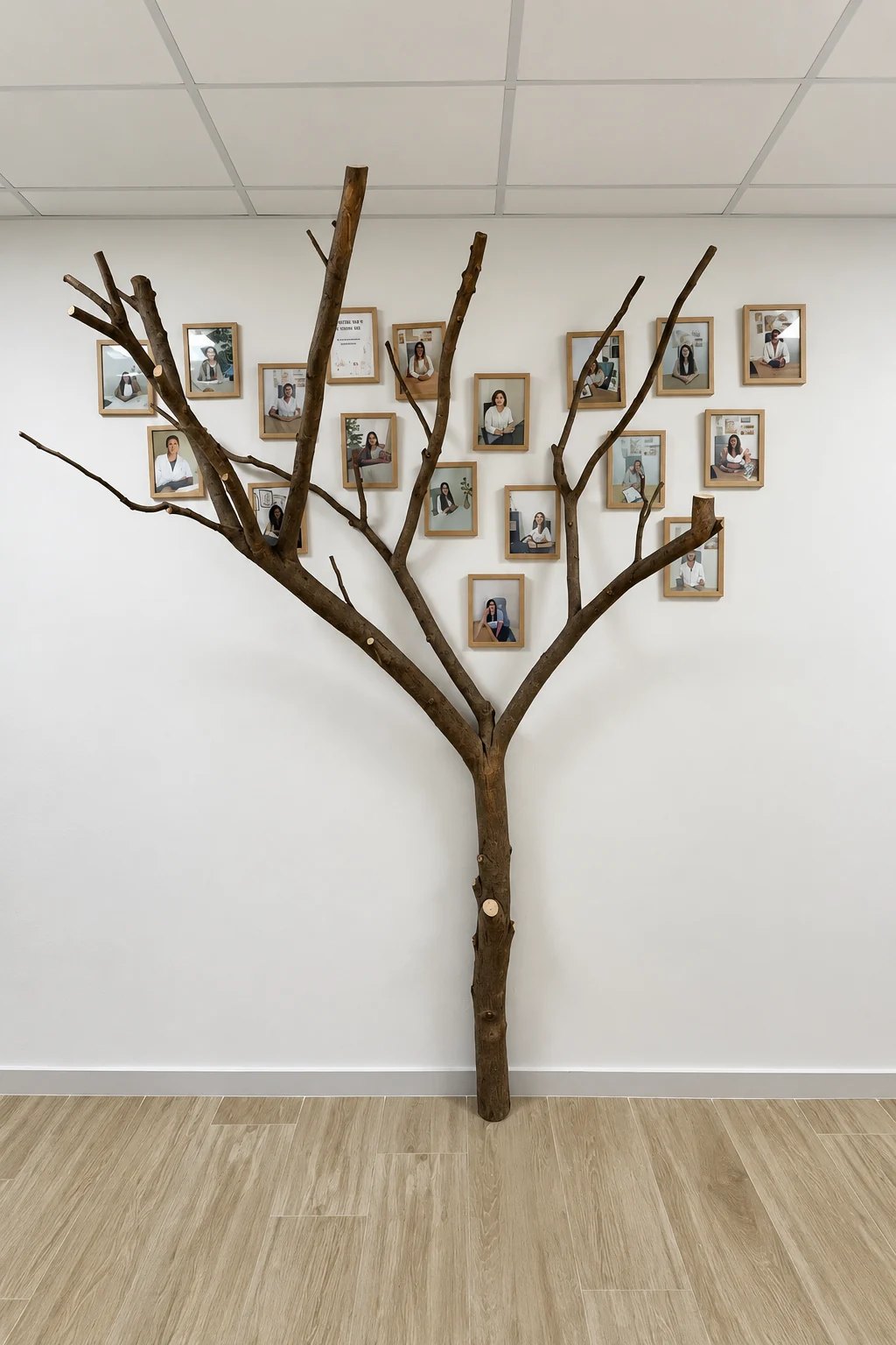 Tree of family photos at the entrance