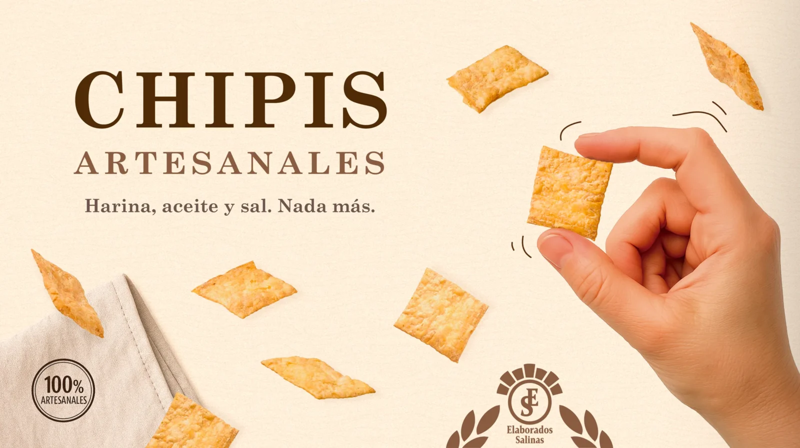 Imagen gráfica para el stand de una marca de chips artesanos